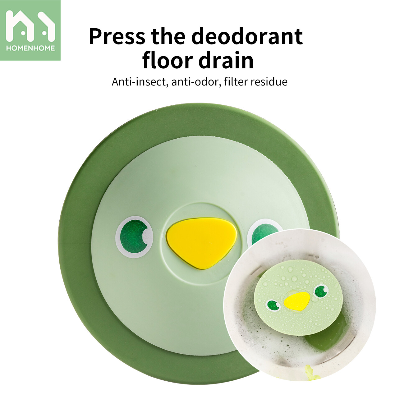 Homenhome Cute Cartoon Press Style Thick Floor Drain Deodorant Cover Bathroom Insect-proof Seal Drain Cover Wash Basin Water Storage Cover