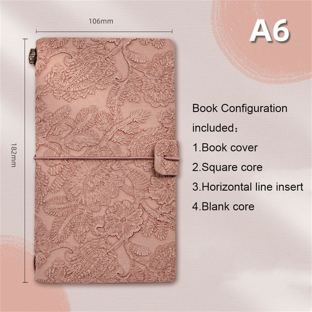 A6 Vintage Notebook Journal Embossed Lace Notebooks Morandi Notepads Retro Sketchbook Travel Diary Writing Paper Stationery