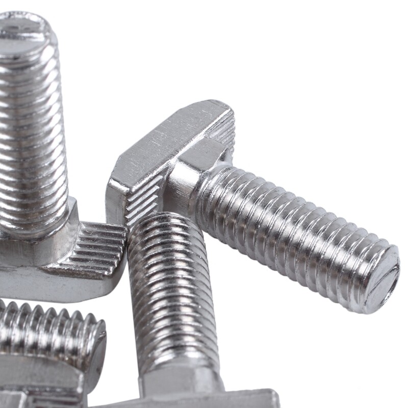 M8 Thread T-Slot Drop-In Stud Sliding Screw Bolt Silver Tone 5pcs