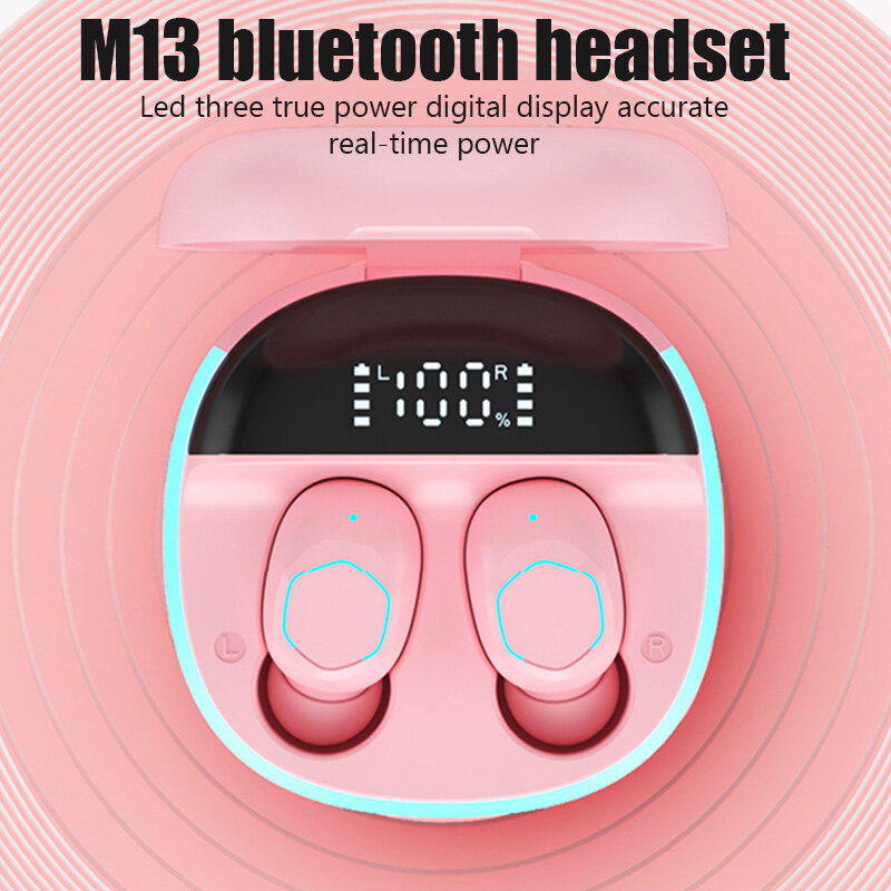 VAORLO TWS Macaron Bluetooth Earphone Wireless Earbuds With Microphone LED Power Display Noise Cancelling Gaming Headset For Android Phones infinix OPPO Samsung