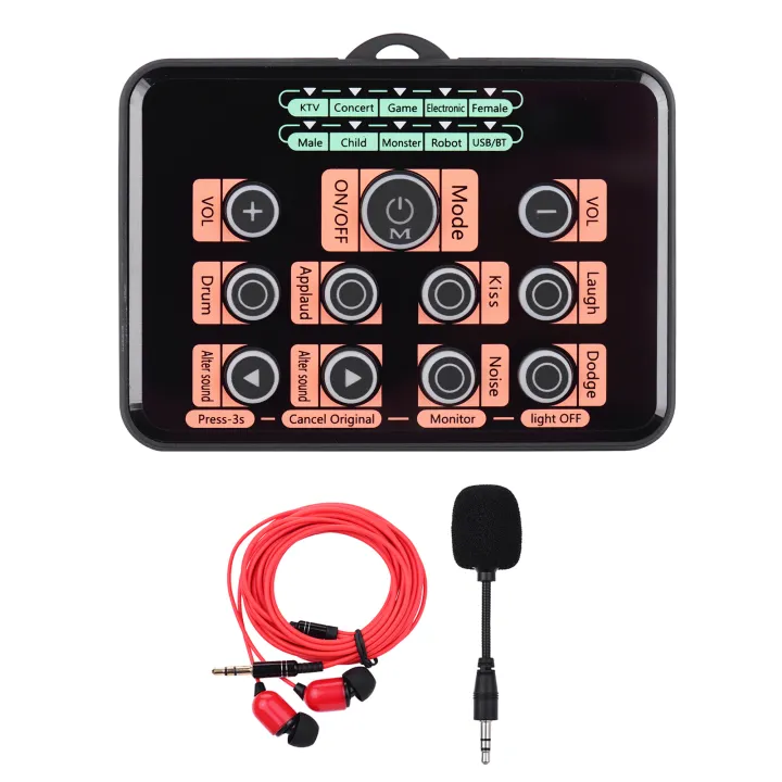 Muslady SK5 Upgraded Version Multi-functional DSP Sound Card Voice Changer with 8 Changing Voices 5 Atmosphere Effects Wireless BT Accompaniment Universal for Mobile Phone and Computer