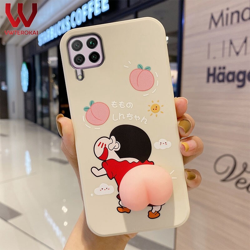 For Samsung Galaxy A12 M12 A10/M10 A50/A50S/A30 A20S A10S A20 A30 A13 A11 M11 A73 A72 A51 A32 A02S S21 Ultra A71 A21S A03S A03 3D Squishy Pinch Soft Case Crayon Shin-chan Corgi Funny Shockproof Phone Back Cover Case