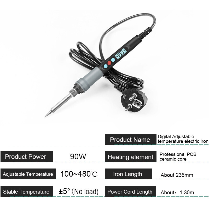 Soldering Iron Set 90W Digital Soldering Station 100-480℃ Adjustable
