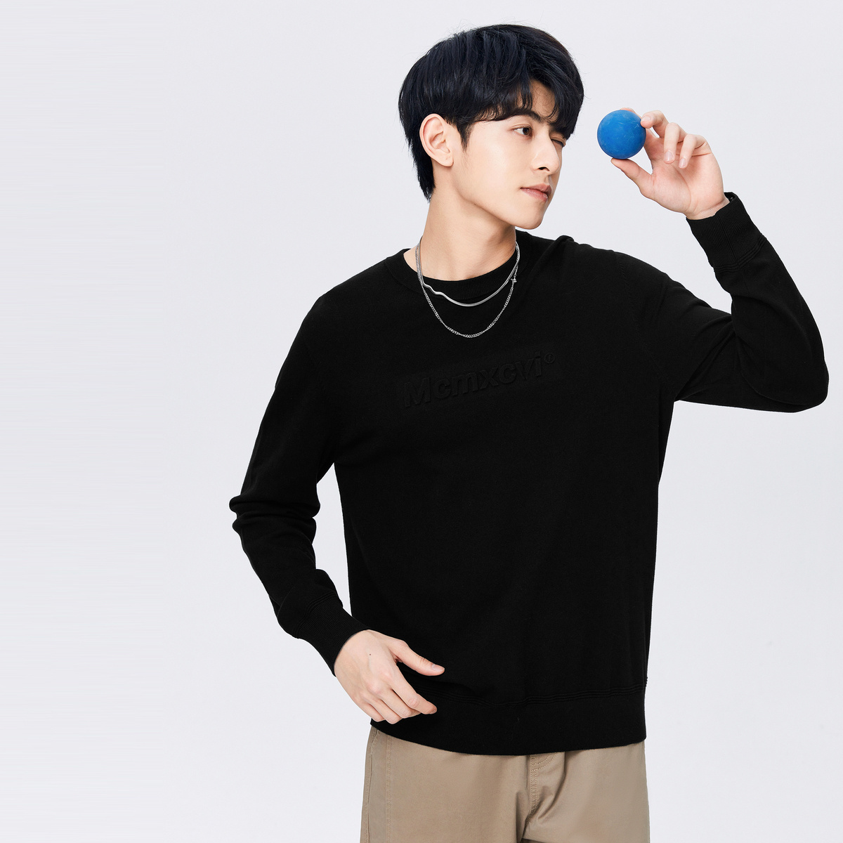 Semir Pullover Sweater for Men in Autumn Simple Solid Color Fit Comfortable Casual Versatile Sweater