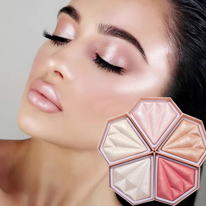 HANDAIYAN 5colors Highlighter Facial Palette Makeup Glow Face Contour Shimmer Powder Illuminator Highlight Cosmetic