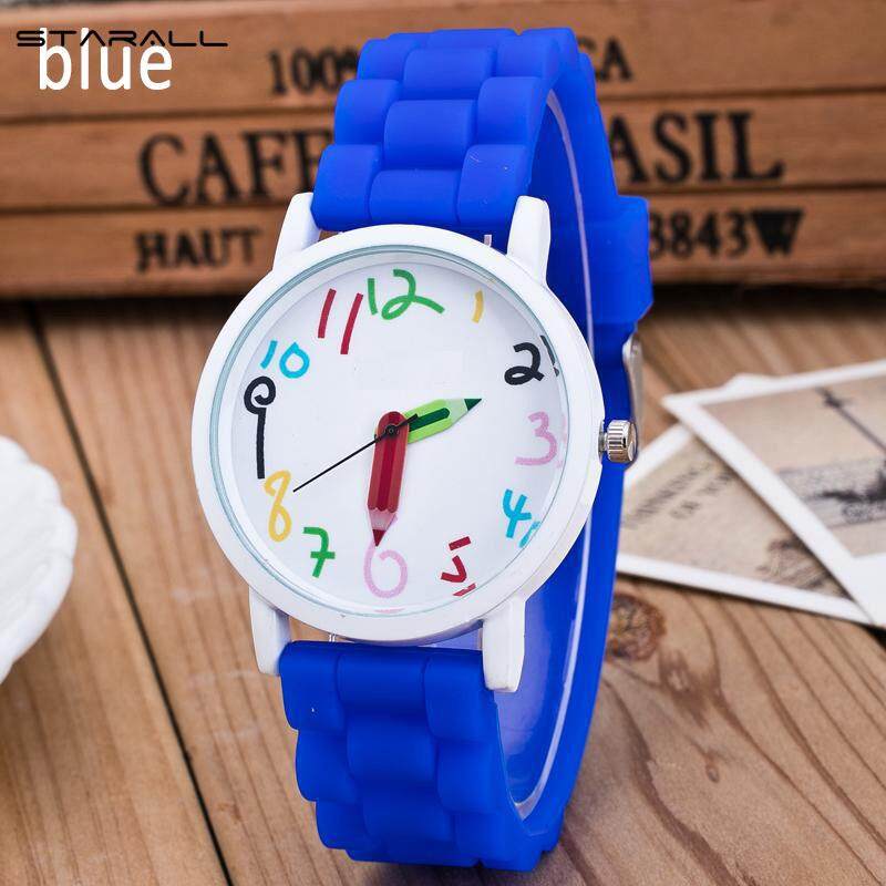 Starall Jam Tangan Silikon Anak-anak Pensil Pointer Jam Tangan Pelajar Jam Kuarsa Jam Tangan Hadiah Jam Tangan