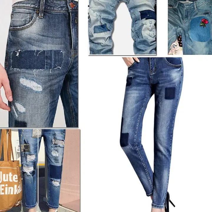 jeans with fabric patches