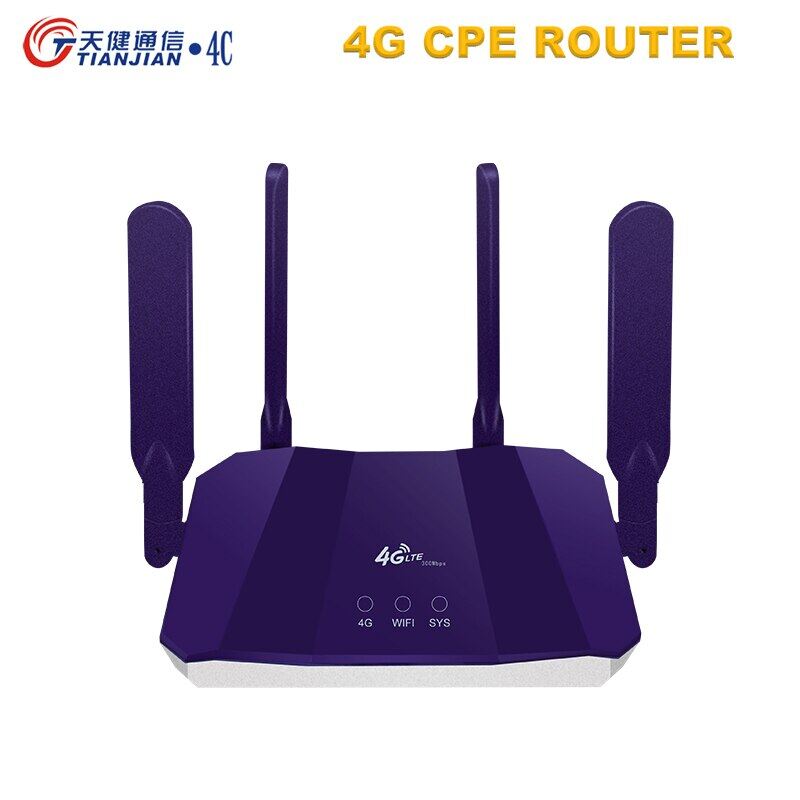Tianjie 4g sim card router wireless wifi modem lte access point mobile cpe antenna hotspot global network hotspot wan/lan port