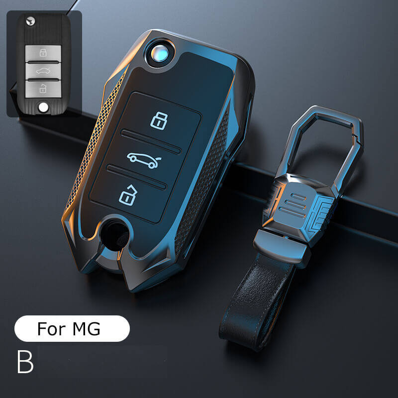 For mg zs mg3 mg6 gs hs car key case zinc alloy silicon fold cover with keychain