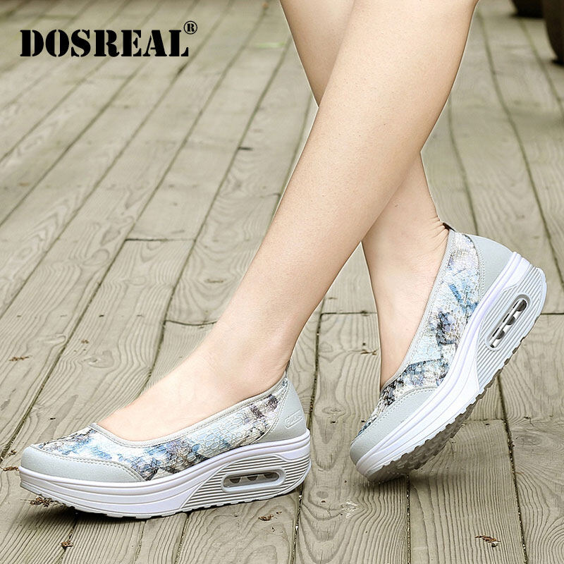 DOSREAL Wedge Shoes For Women Plus Size 35-42 Breathable Ladies Slip On Loafers Height Increasing Women Shoes Korean Style Platform Shoes Women