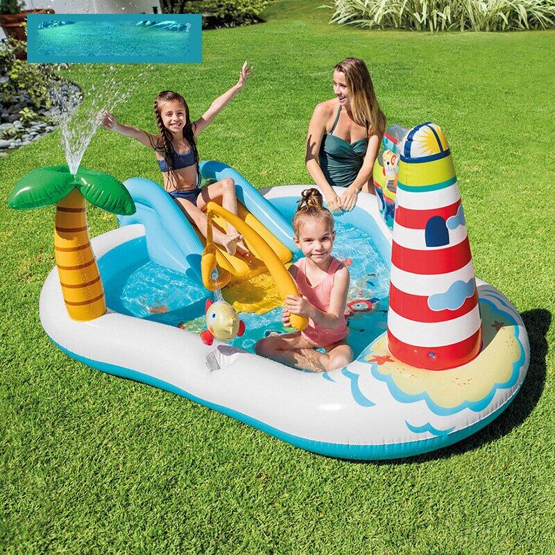 Dongle 15.7Ft Lawn Water Slides Children Water Silp Slide with Spraying and Inflatable Crash Pad for Kids Boys Girls Children Garden Swimming Pool Water Toys 