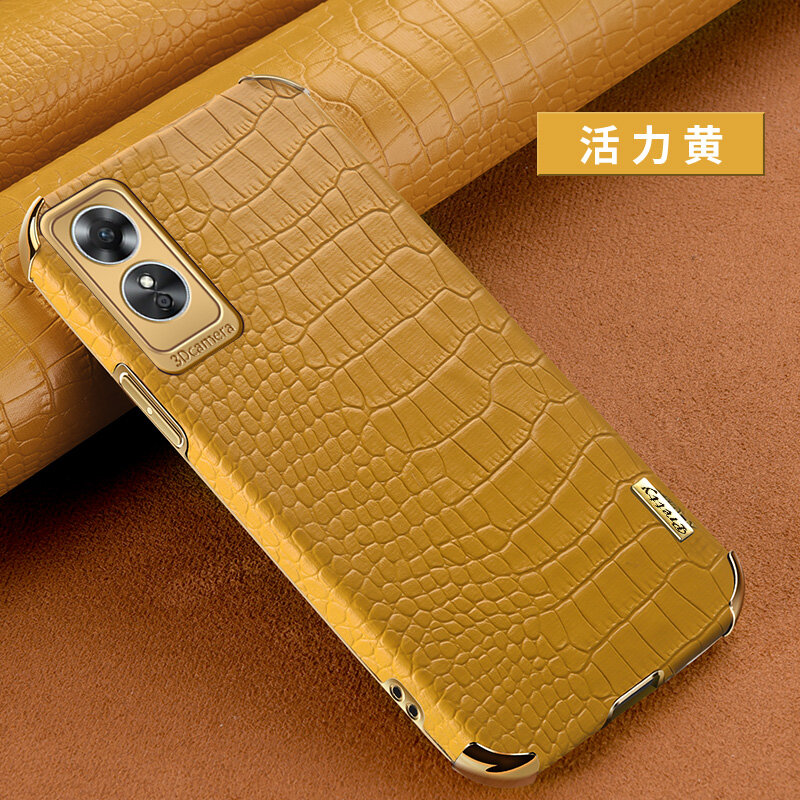 Crocodile leather phone case oppo a17k a17 a77s a57 4g 2022 casing oppo a57 2022 new texture electroplated frame camera protection soft tpu shockproof full protection back cover oppoa77s oppoa17