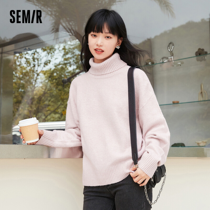Semir Sweater Women V-Neck Oversize Soft Waxy Lazy 2022 Winter New Solid Outwear Sweater Inside Clothes Gentle