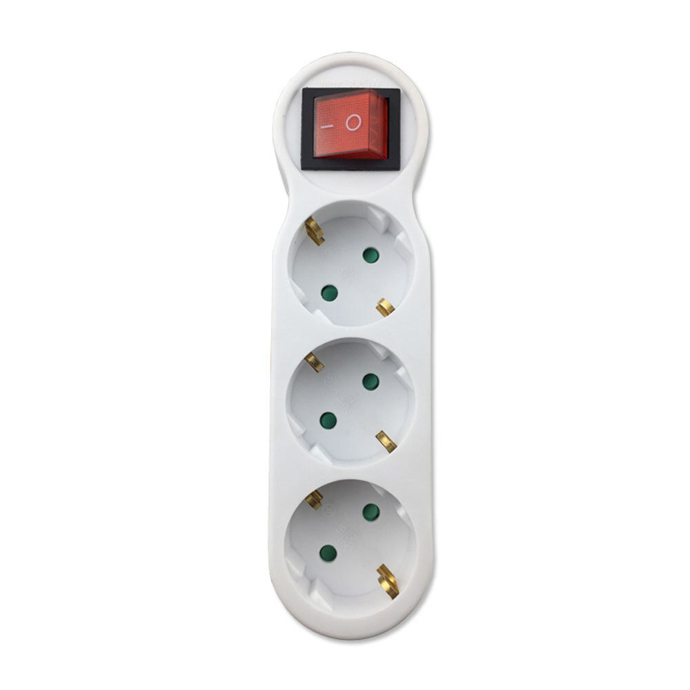 Ac 110~250v 16a european type conversion plug 1 to 3 way eu standard power adapter socket eu conversion socket plug with switch