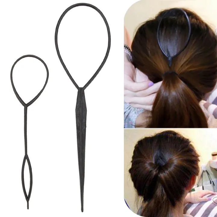 2pcs Set Pull Hair Needle Ponytail Hair Braider Creator Loop