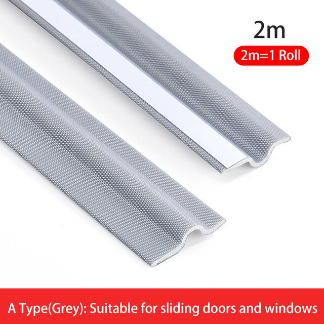2Meters Nylon Door Window Sealing Strip/ Waterproof Pu Foam Anti-mold Self-adhesive Strip Tape/ DIY Window Dust Proof Gap Filler