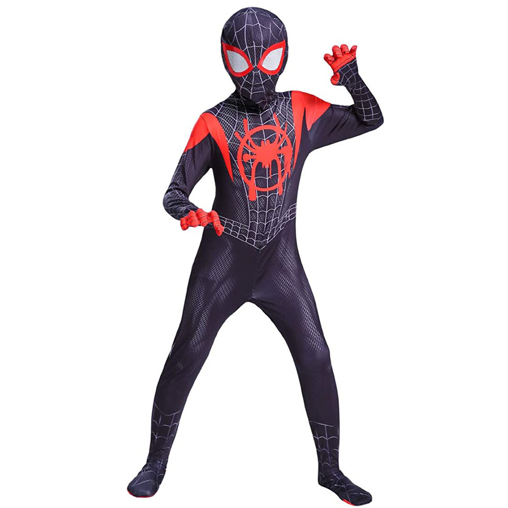 Superhero Spiderman Miles Cosplay Halloween Costume Morales Bodysuit Jumpsuit Suit for Kids Adult 3D Style