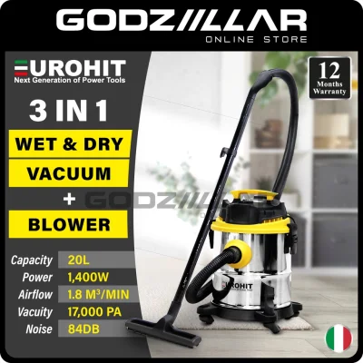 Eurohit RapidClean Pro 20L (3IN1) Vacuum Cleaner 1400W | Wet & Dry Vacuum Cleaner | Vacuum + Blower | AC-20VAC