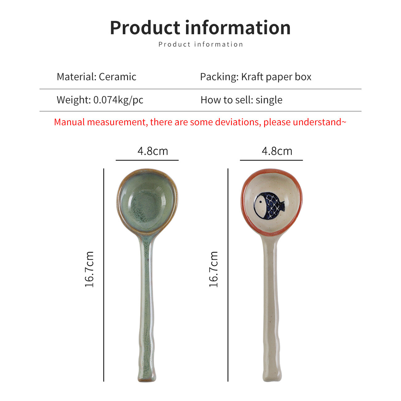 Homenhome Ceramic Spoon Multi-Function Chinese Style Scoop Porridge Spoon Tableware Soup Spoon For Home Restaurant