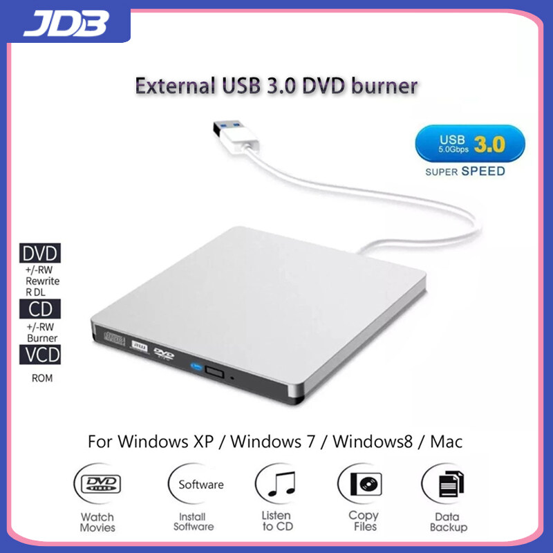 JDB Đầu Ghi DVD USB 3.0 Bên Ngoài Đầu Ghi Ổ Đĩa Quang DVD RW, Đầu Phát ROM CD/DVD MAC...