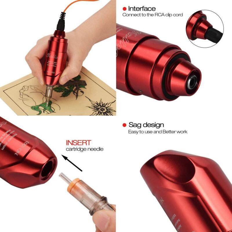 Nhôm Máy Xăm Hình Xăm Bút Chuyên Nghiệp Lặng Lẽ Động Cơ Thợ Xăm Nghệ Thuật Thân Thể Dụng Cụ Đỏ