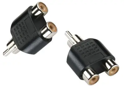 RCA 1 Male to 2 RCA Female Audio Video Splitter Adapter Connector (1 PC)