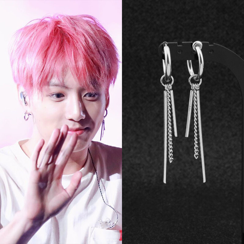 BTS Jung Kook Piercing Long Chain Stick Earring Stylish