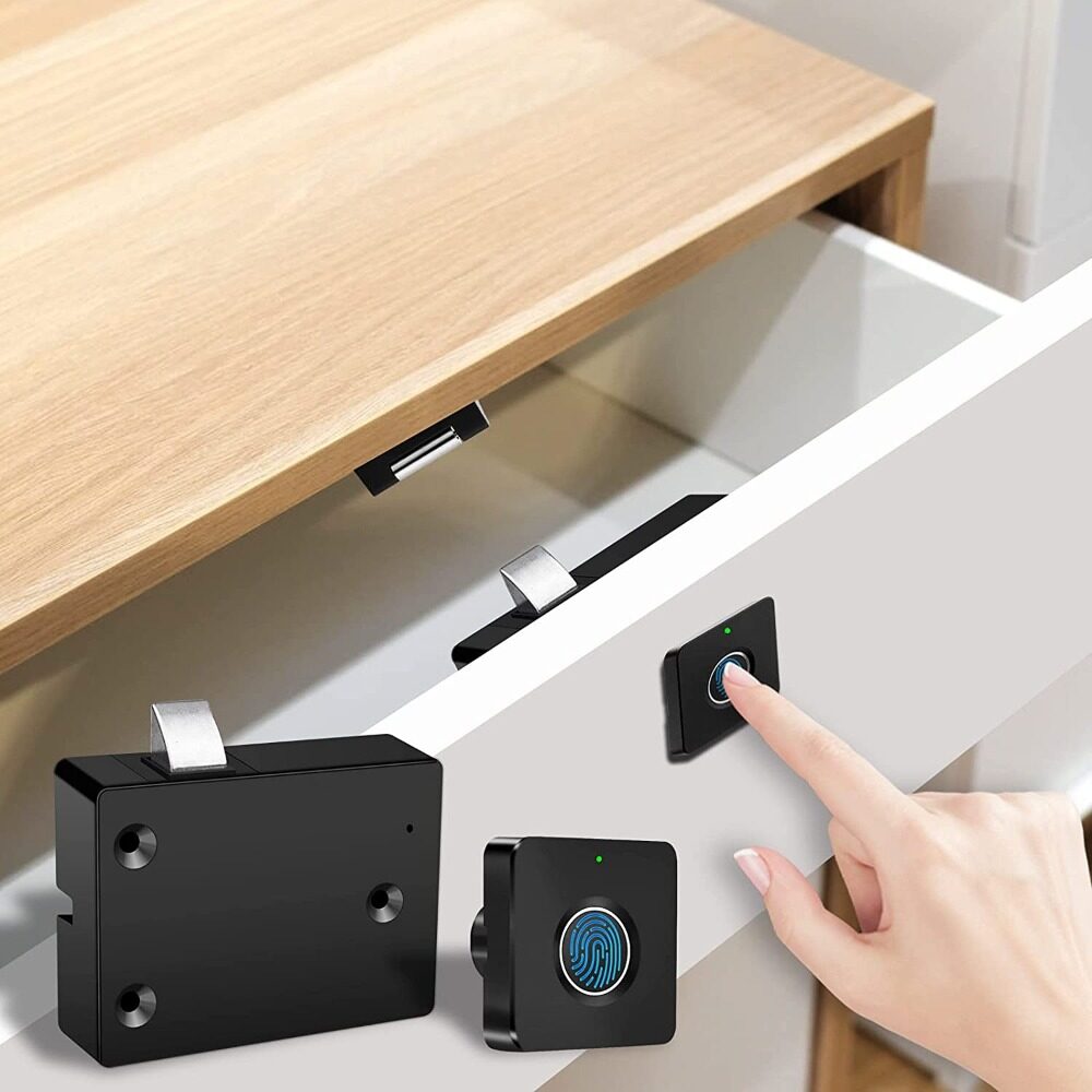 KJ57K Khu dân cư Tủ Sinh trắc học Thông minh Riêng tư Ẩn Khóa cửa Khóa an toàn Khóa điện tử ngăn kéo Khóa vân tay