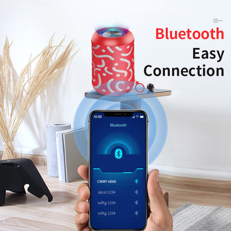 DISOUR 2022 New Waterproof Round Fabric Wireless Bluetooth Speaker Portable Creative Wireless Speaker Gift Outdoor Home Subwoofer XD300