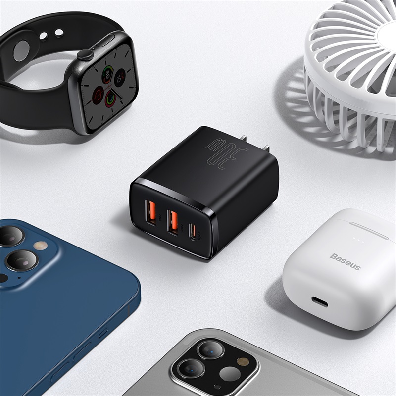 Baseus Sạc Nhanh Nhỏ Gọn 30W, USB Kép + Loại C PD3.0 QC3.0 Phích Cắm CN Mini Fast Chaging Rộng Rãi Tương Thích Dành Cho Apple Huawei Samsung Xiaomi Dành Cho Máy Tính Bảng IPad