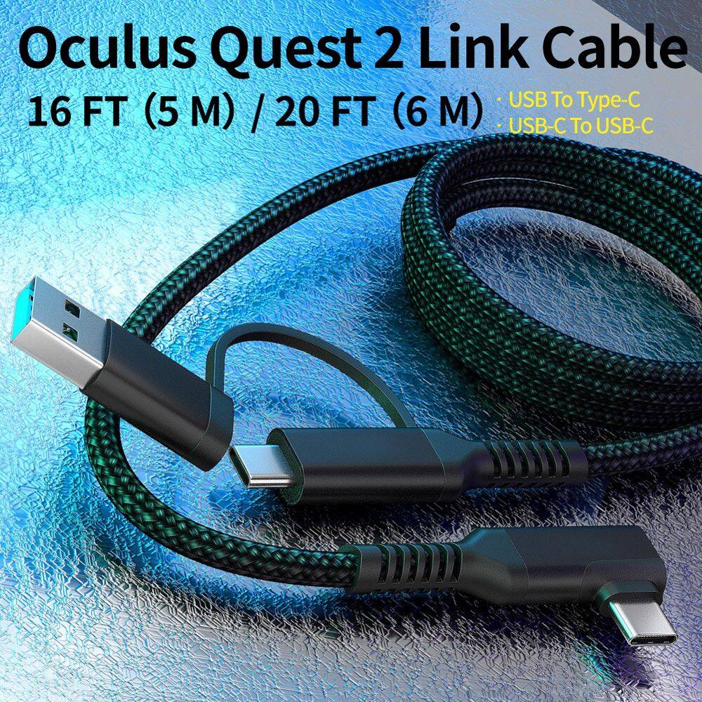 RIXINNY Cáp USB 3.0 Type C Di Động 90 Độ Khuỷu Tay Cho Oculus Quest 2 Cáp Trực Tuyến Phụ Kiện Tai Nghe VR Cáp Dữ Liệu Sạc Nhanh Cáp Sạc Nhanh Cho Quest 2 Cáp Liên Kết Dây Dữ Liệu