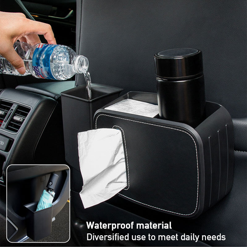 Universal Car Seat Back Storage Box Multifunctional Organizer Hanging Split Trash Can Tissue Holder Drink Holder Car Products