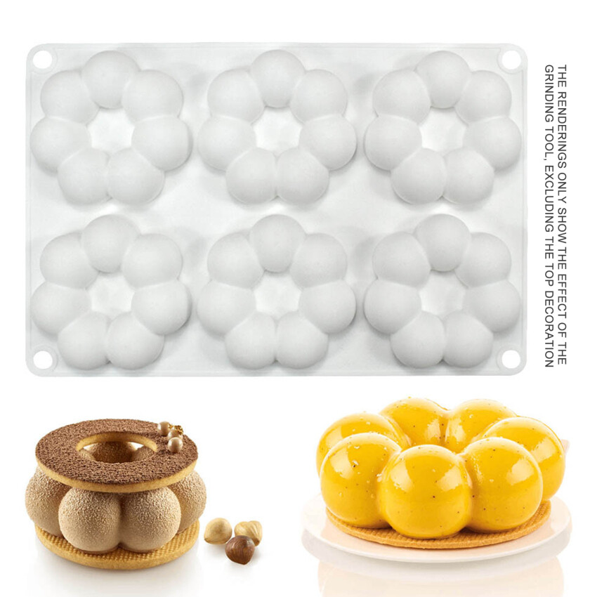 6 Cavity Flower Shaped Donut Silicone Mold Fondant Cake Mold DIY Chocolate Baking Tools Cake Decoration Accessories Bakeware
