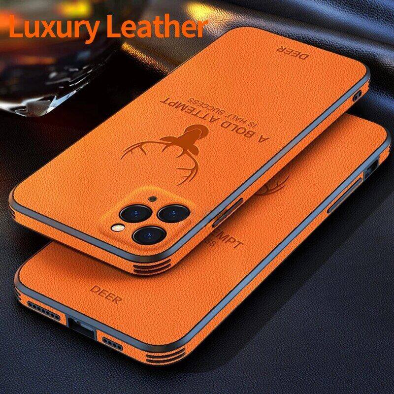 High quality Leather Square Frame Case For iPhone 15 pro max 14 pro max 14 plus 13 pro max 12 11 Pro Max 12Mini Deer Camera Protection Shockproof Cover Cases iphone 12 pro max casing