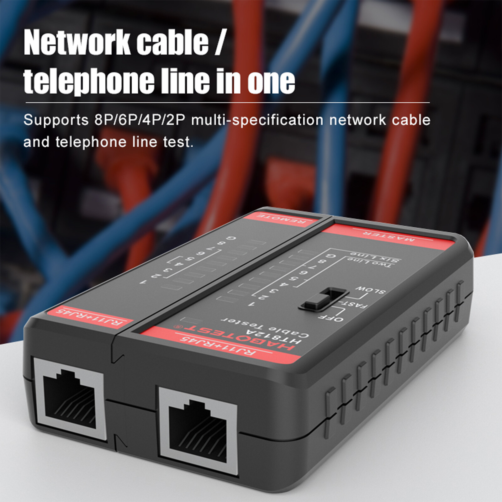 Meterk HABOTEST Thiết Bị Kiểm Tra Cáp Mạng HT812A Thiết Bị Theo Dõi Dây Đồng Hồ Đo Kiểm Tra Đường Dây Điện Thoại & Thiết Bị Dò Đường Dây Mạng Thiết Bị Kiểm Tra RJ45 RJ11 Đa Năng Máy Đo Nhận Dạng Cáp 2P/4P/6P/8P Để Bảo Trì Mạng