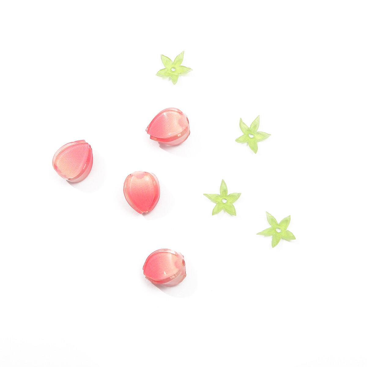 Flower Bud Strawberries leaves Shape Acrylic Charms Beads  For DIY Jewelry Making Earring Necklace Accessories