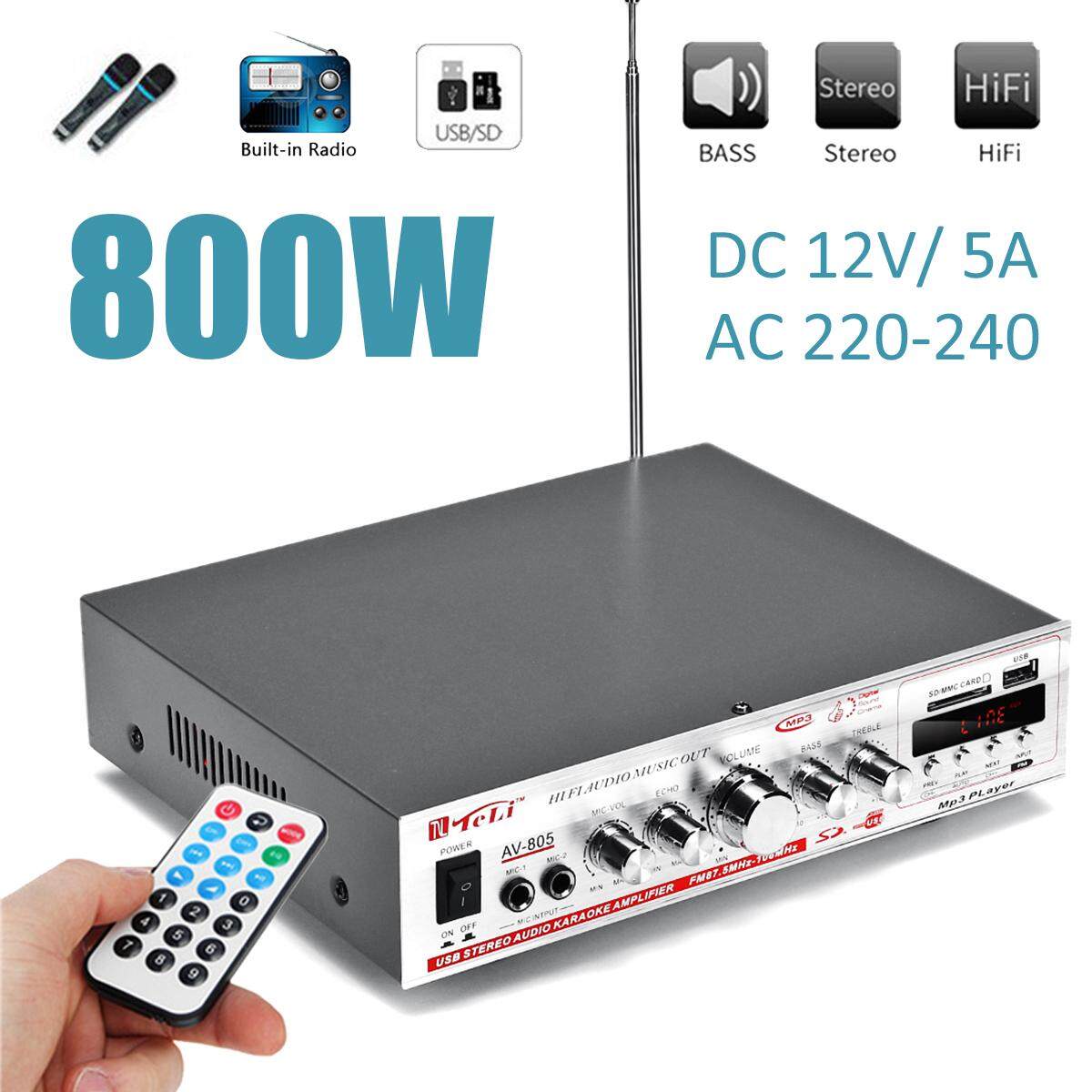 800 W Pengeras Suara HIFI Audio Stereo Power FM Radio 2CH SD Usb Mobil Rumah 12 V/220 V