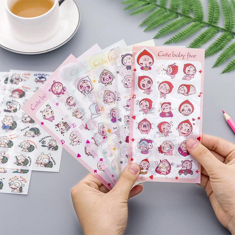 Sticker dán Cute baby/orance cat/Lemon/ Snail/cá heo/ biglet