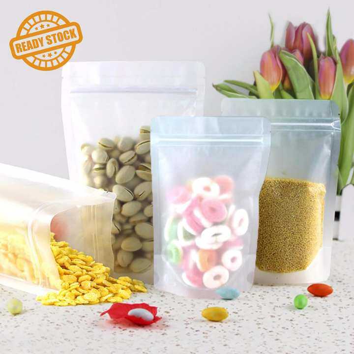 ParcelWish 50pcs Ziplock Matte Translucent Air Tight Plastic Bag for