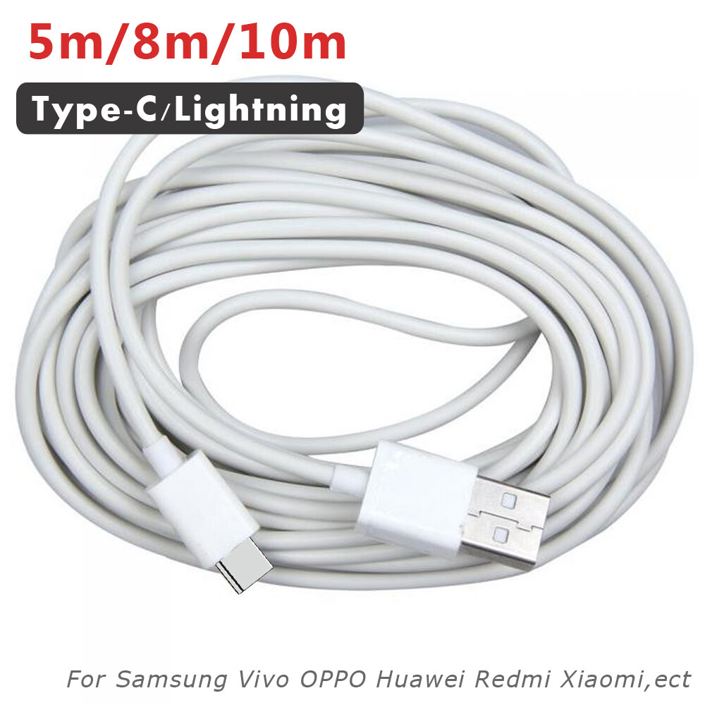 Extra Long USB Type C Cable 5M 8M 10M USB-C Type-C Lightning Charging Wire  For Samsung Vivo OPPO Huawei Redmi Xiaomi | Lazada