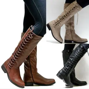 ladies flat knee high boots