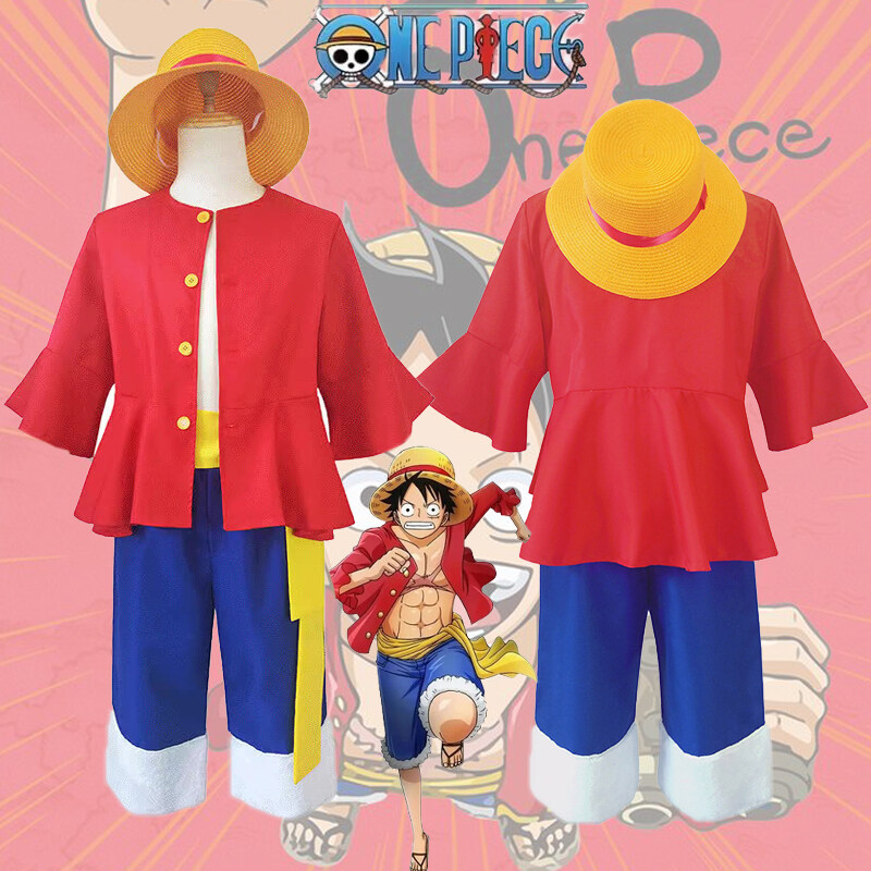 2-13 Years Kids Anime One Piece Monkey D Luffy Cosplay Costume