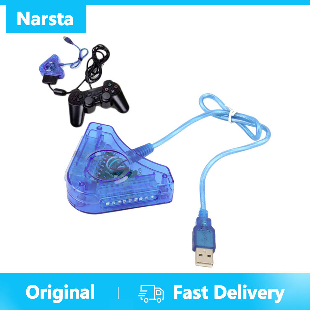 Narsta Tay Cầm Chơi Game PS2 Sang PC Cho Playstation Bộ Chuyển Đổi USB Bộ Điều Khiển USB Kép Cáp Máy Chơi Game PS2 Hấp Dẫn Tay Cầm Điều Khiển USB Máy Tính
