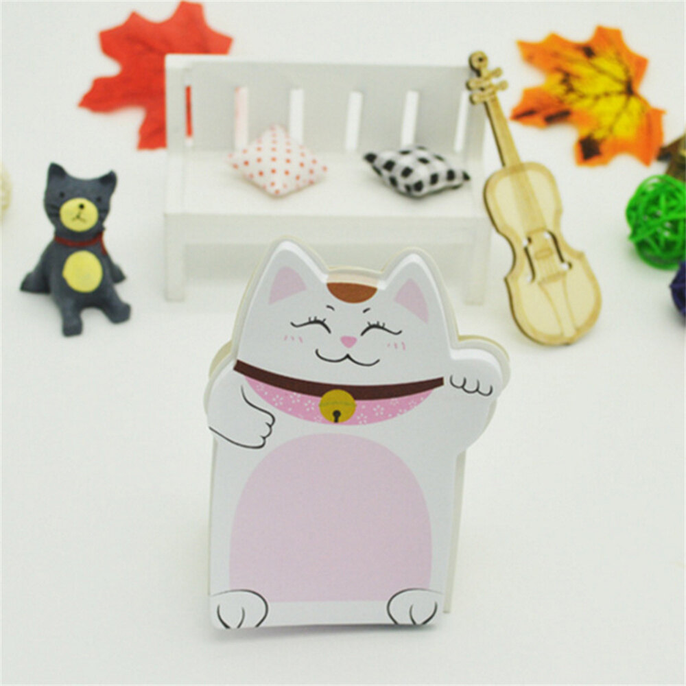 2023 Simple Mini Desktop Stand-up Post-it Notes Cute Lucky Cat Post-it Notes Series Cartoon Cute Handbook Message Decorative Material Paper Note