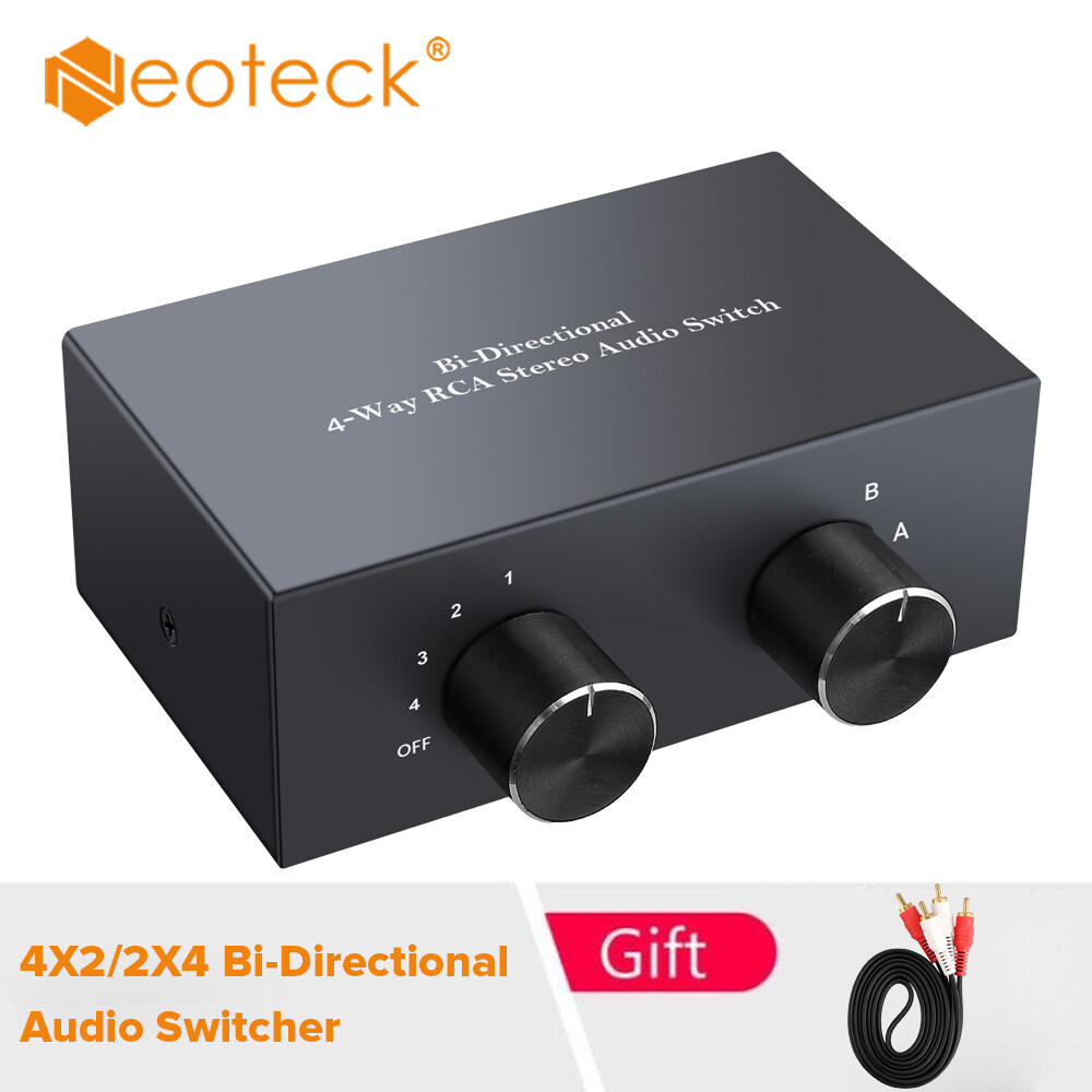 Neoteck 4Way 2 in 4 Out or 4 in 2 Out Stereo L/R Sound Channel BiDirectional Audio Switcher L