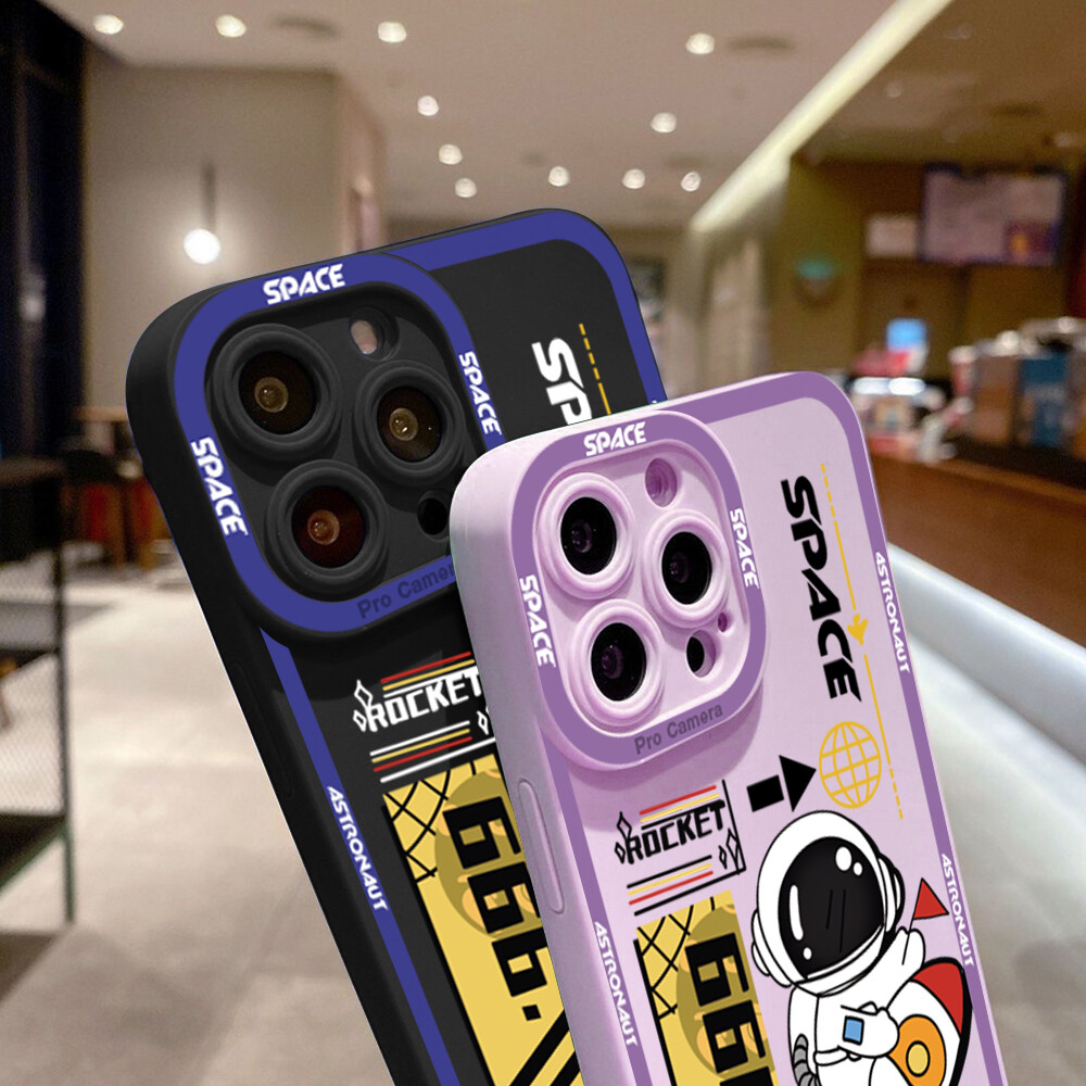 Jizetin Phone Casing For Redmi Note 11 Note 11 Pro Note 11 Pro 5G Note 11S Note 10 Note 10 5G Note 10 Pro Note 10S Cute Cartoon Space Astronaut Soft Rubber Cellphone Casing New Full Lens Camera Protect Shockproof Case