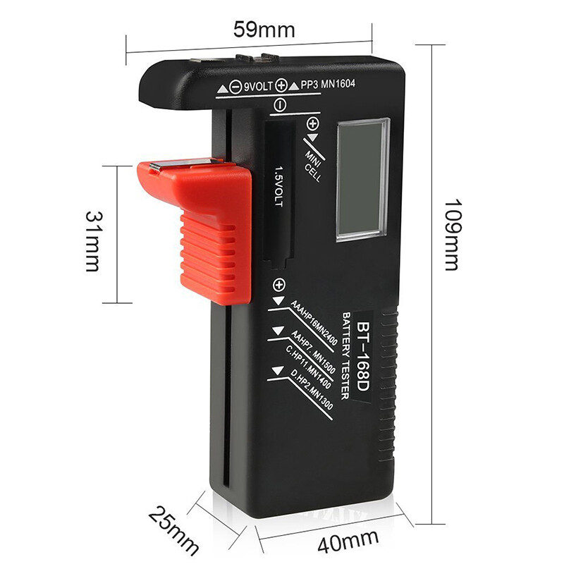 1 cái BT-168D pin kỹ thuật số điện dung công cụ Chẩn đoán Máy thử Pin Màn hình LCD kiểm tra AAA AA Pin đồng xu phổ Tester