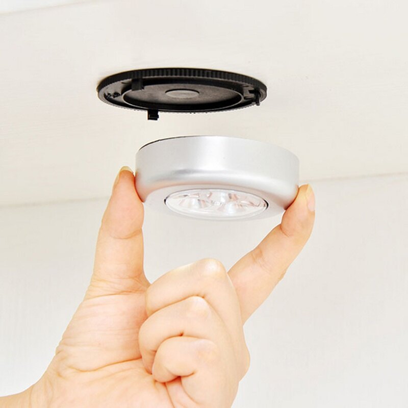 【lightingeverthing】Mini Wireless 3 LED Push Touch Lamp Kitchen Cabinet Closet Night Wall Light