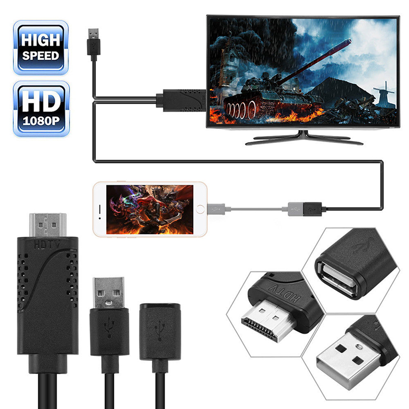 UNI 2 in 1 USB Female to HDMI Male HDTV Adapter Cable For IOS 8.0 ...
