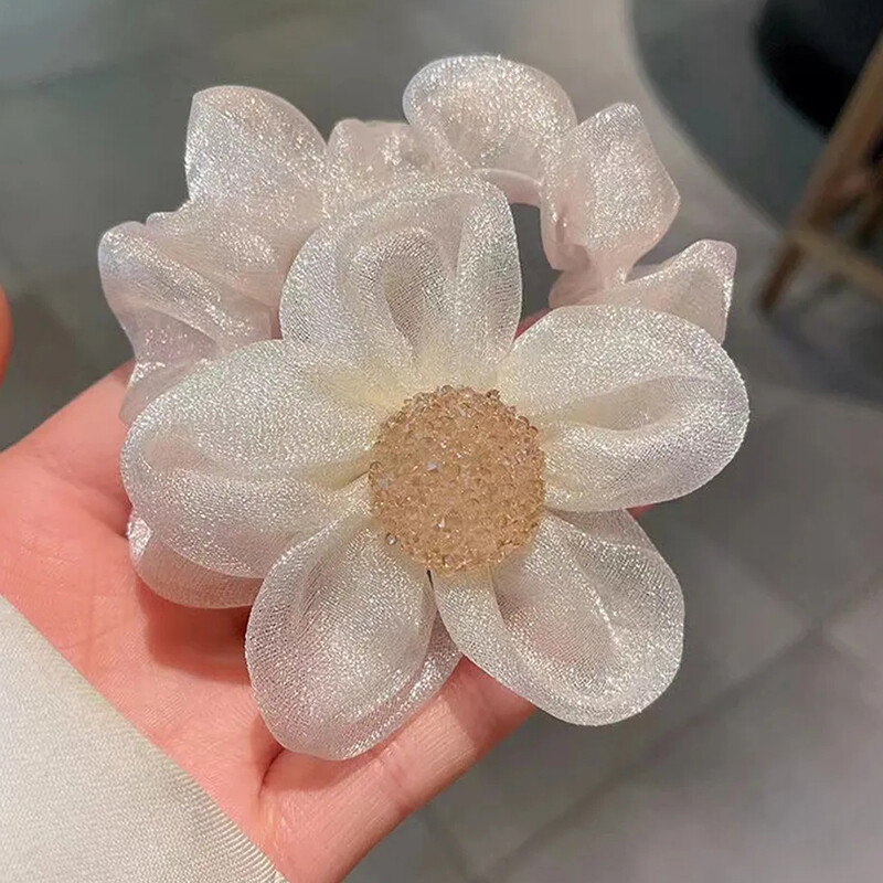 Sweet Sun Flower Large Intestine Hair Ring Mesh Meatball Hair Rope